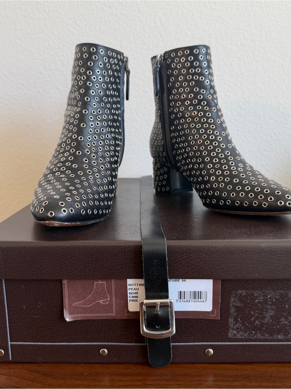 Alaia Black Eyelet Ankle Boots Size 36